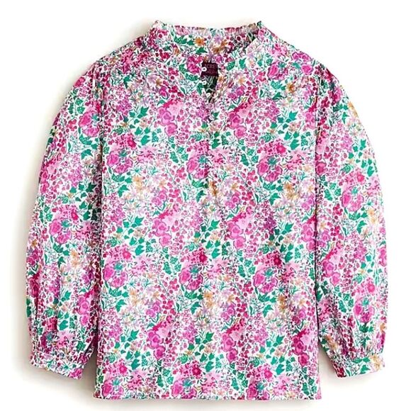 J CREW Liberty Floral Pink and Green Cotton Blouse NWT  XSMALL - Picture 1 of 16
